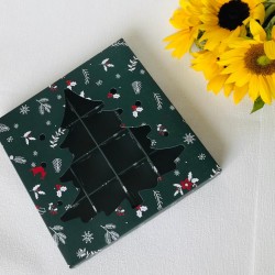 16 Bölmeli Çam Ağacı Tasarım Bonbon Çikolata Kutusu