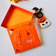 21x21x4 Pencereli Bal Kabağı Tsarım Karton Kutu-Halloween