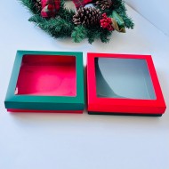20x20x3 Pencereli Karton Kutu (yeşil-kırmızı)