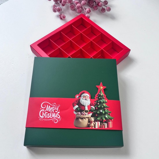 16 Bölmeli Bonbon Çikolata Kutusu-Yılbaşı Şeritli Noel Baba 16 Bölmeli Bonbon Çikolata Kutusu-Yılbaşı Şeritli Noel Baba
