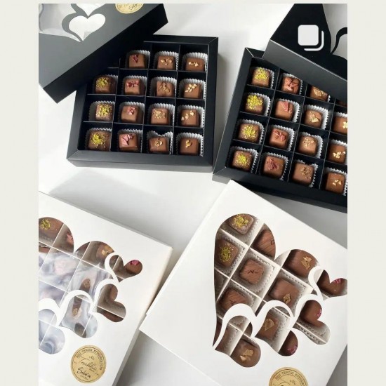 16 Bölmeli Kalp Tasarım Bonbon Çikolata Kutusu