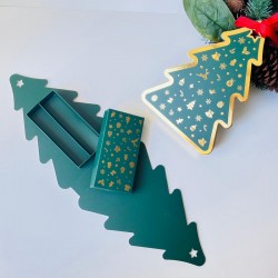 Çam Ağacı Tasarım Kutu-Yeşil (Sert Sıvama Kutu)