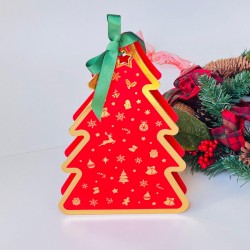 Çam Ağacı Tasarım Kutu-Kırmızı (Sert Sıvama Kutu)