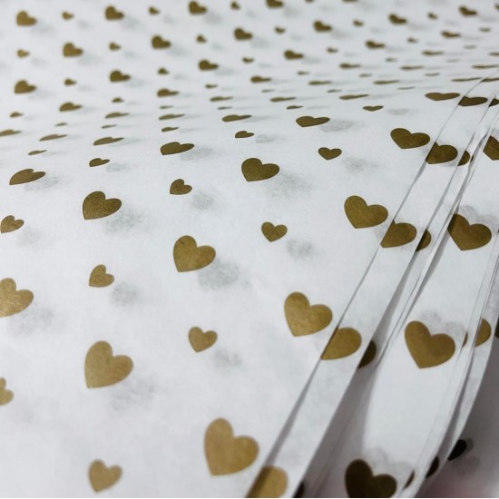 Pelur Kağıdı Gold Kalp Baskılı