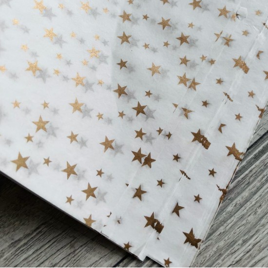 Pelur Kağıdı Gold Yıldız Baskılı Pelur Kağıdı Gold Yıldız Baskılı