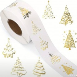 Sticker Şeffaf,Yaldız Gold Noel Ağacı