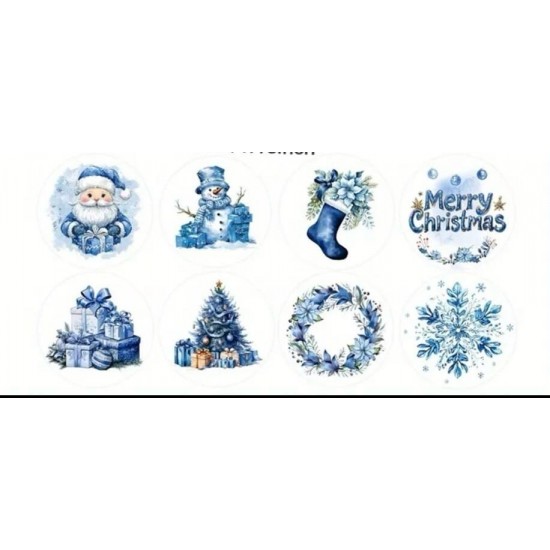 Sticker Yapışkanlı,Noel Karışık Desen Mavi