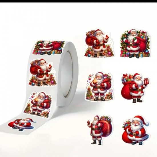Sticker Yapışkanlı,Noel Baba Karışık Desen