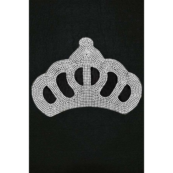 Kristal Taşlı Büyük Boy Yapıştırma Kraliçe Tacı