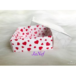 8x8x3 Asetat Kapaklı Kutu Kalp Desen