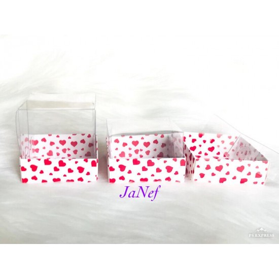 8x8x3 Asetat Kapaklı Kutu Kalp Desen