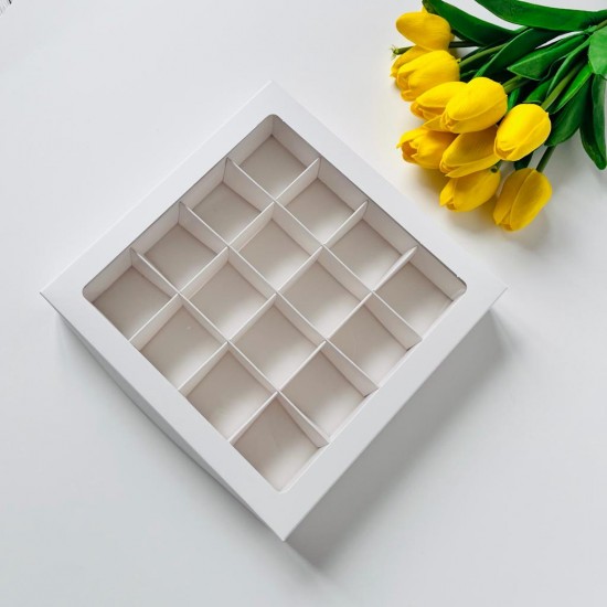 16 Bölmeli Pencereli Çikolata Kutusu-Madlen Uyumlu