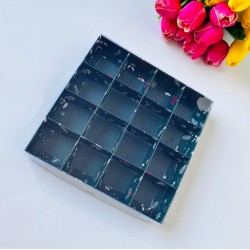 20x20x3 Asetat Kapaklı Kutu (16 Bölmeli)