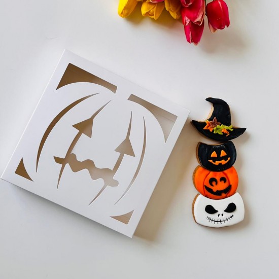 21x21x4 Pencereli Karton Kutu-Halloween (9 Bölmeli)