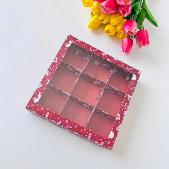 21x21x4 Pencereli Karton Kutu (9 Bölmeli)