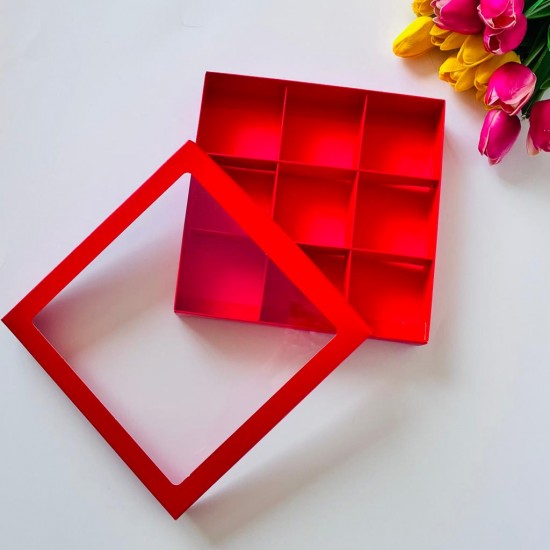 21x21x4 Pencereli Karton Kutu (9 Bölmeli)