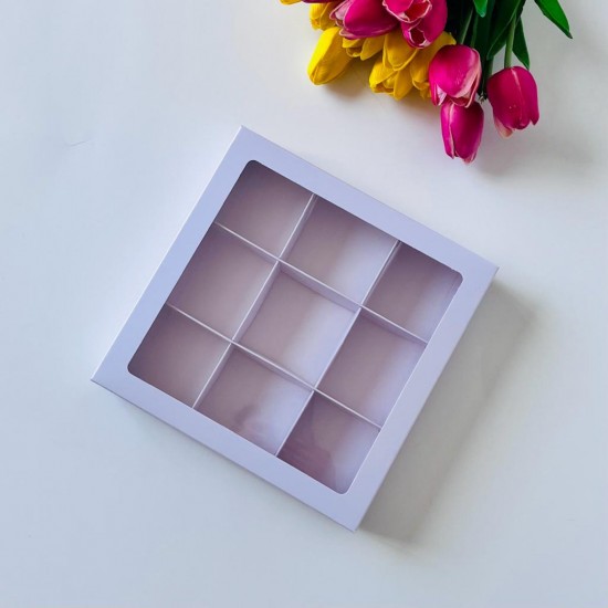 21x21x4 Pencereli Karton Kutu (9 Bölmeli)