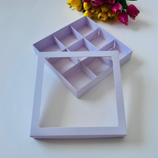 21x21x4 Pencereli Karton Kutu (9 Bölmeli)