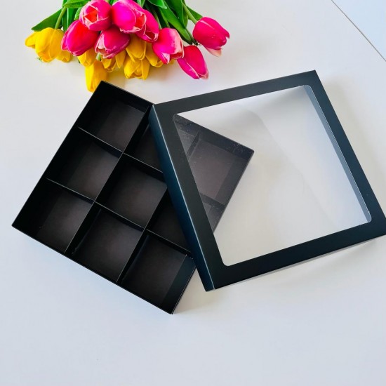 21x21x4 Pencereli Karton Kutu (9 Bölmeli)