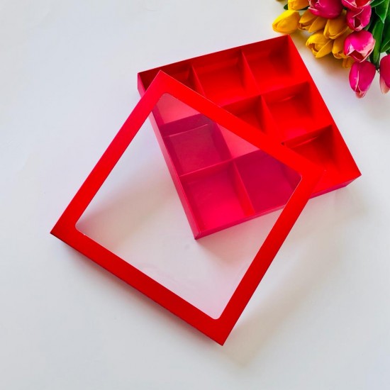 21x21x4 Pencereli Karton Kutu-Yeniyıl (9 Bölmeli)