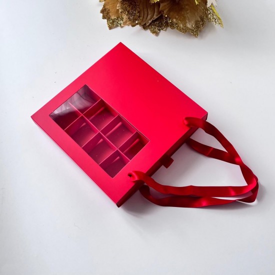 16 Bölmeli Pencereli Çanta Model Bonbon Çikolata Kutusu