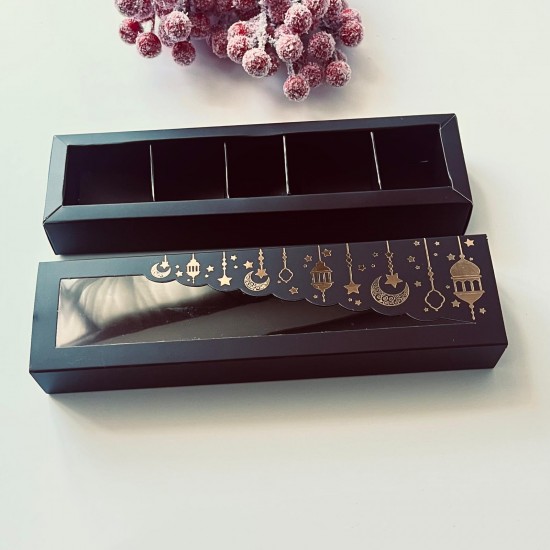 5 Bölmeli Ramazan Temalı Gold Yaldız Çikolata Kutusu
