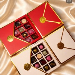 12 Bölmeli Zarf Tasarım Gold Yaldız Kutu