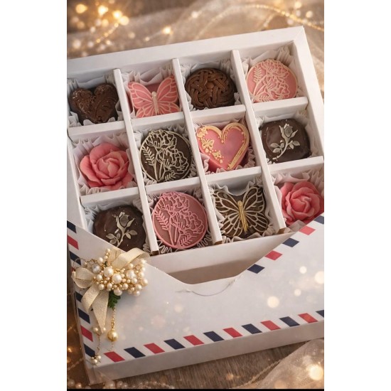 12 Bölmeli Zarf Tasarım Çikolata Kutusu