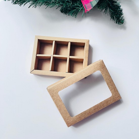 6 Bölmeli Pencereli Bonbon Çikolata Kutusu