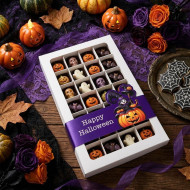 28 Bölmeli Pencereli Bonbon Çikolata Kutusu-Halloween Şeritli 28 Bölmeli Pencereli Bonbon Çikolata Kutusu-Halloween Şeritli