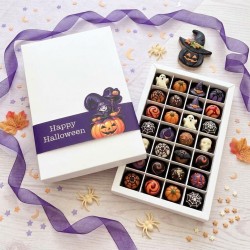 28 Bölmeli Karton Bonbon Çikolata Kutusu-Yılbaşı Şeritli