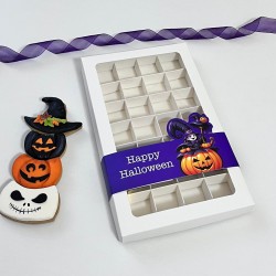 28 Bölmeli Pencereli Bonbon Çikolata Kutusu-Halloween Şeritli