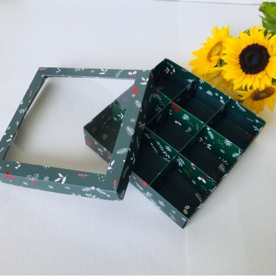 20x20x5 Pencereli Karton Kutu (9 Bölmeli)