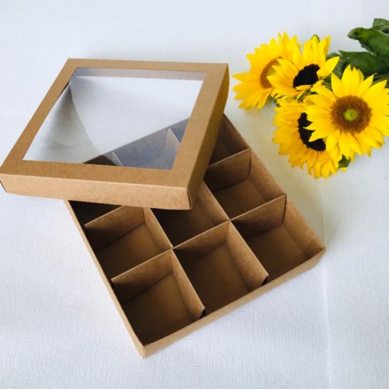 20x20x5 Pencereli Karton Kutu (9 Bölmeli)