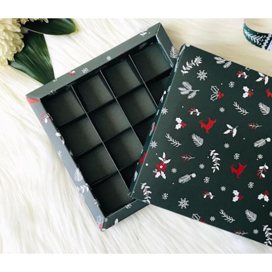 16 Bölmeli Karton Çikolata Kutusu-Madlen Uyumlu