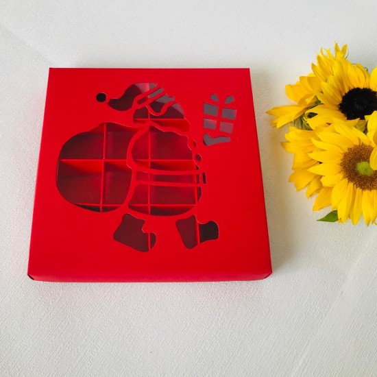 16 Bölmeli Noel Baba Tasarım Bonbon Çikolata Kutusu