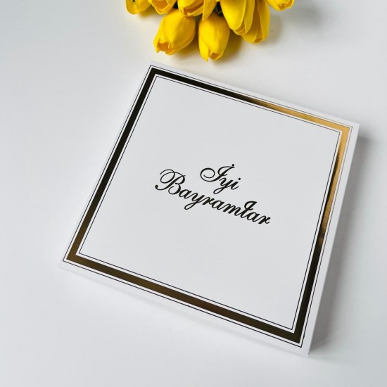 16 Bölmeli Çikolata Kutusu Gold Yaldız-İyi Bayramlar
