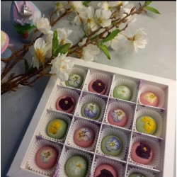 16 Bölmeli Çikolata Kutusu Gümüş Yaldız-İyi Bayramlar