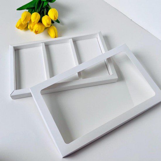 3 Bölmeli Pencereli Tablet Çikolata Kutusu