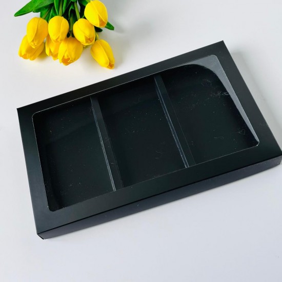 3 Bölmeli Pencereli Tablet Çikolata Kutusu