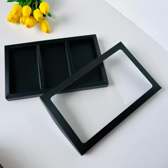 3 Bölmeli Pencereli Tablet Çikolata Kutusu