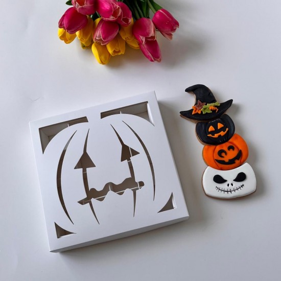16 Bölmeli Bal Kabağı Tasarım Halloween Çikolata Kutusu-Madlen Uyumlu