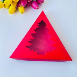 Asetat Pencereli Üçgen Çam Ağacı Tasarım Kutu