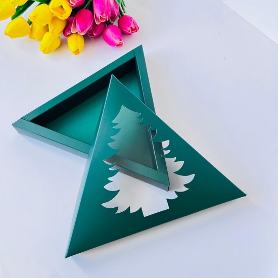 Asetat Pencereli Üçgen Çam Ağacı Tasarım Kutu