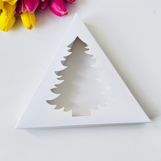 Asetat Pencereli Üçgen Çam Ağacı Tasarım Kutu