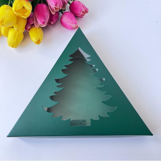 Asetat Pencereli Üçgen Çam Ağacı Tasarım Kutu