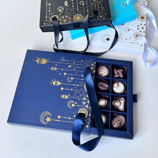 16 Bölmeli Ramazan Bayramı Temalı Çanta Model Bonbon Kutusu Gold Yaldız 