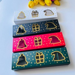 5 Bölmeli Yılbaşı Tema-Gold Yaldız Bonbon Çikolata Kutusu 