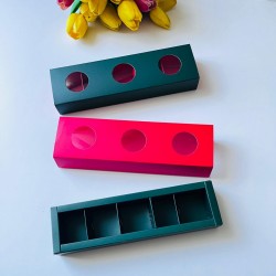 5 Bölmeli Yuvarlak Pencereli Sürgülü Bonbon Çikolata Kutusu 