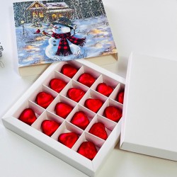 16 Bölmeli Simli Kardan Adam Çikolata Kutusu ve Kılıfı